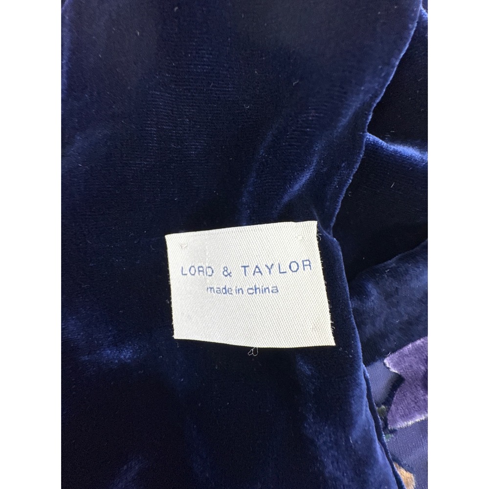 Lord & Taylor Navy Blue Silk Velvet Burnout Floral Devore Scarf Wrap Rectangular - Picture 6 of 7